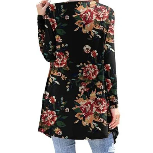 Womens Floral Cardigan With Pockets Small Lightweight Sweater Fall Fashion Trend - Picture 2 of 9